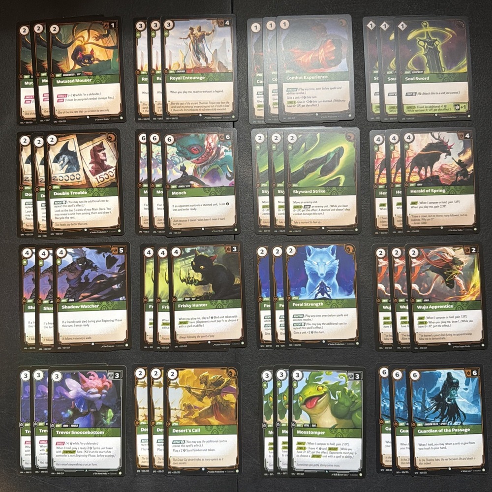Riftbound Green Playset Lot 48 Cards Total Calm Rune UNL & SFD